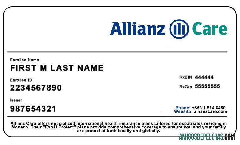 Cartão de seguro saúde de Mônaco amostra